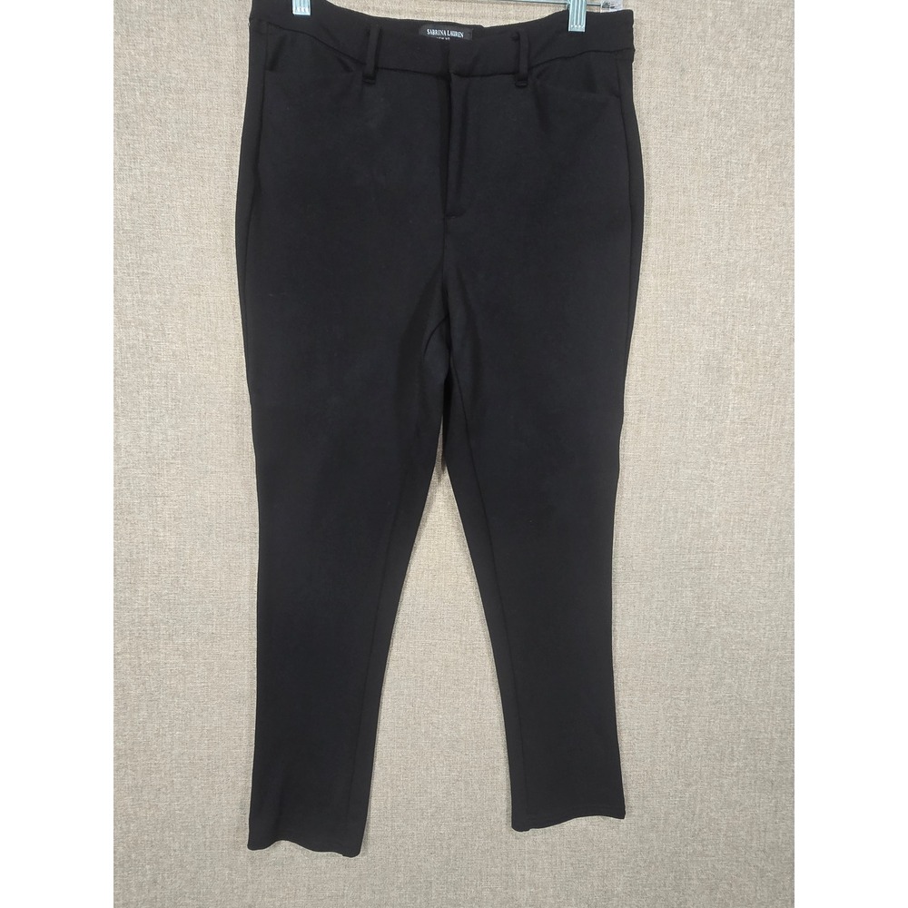 Sabrina Lauren New York Black Slim Leg Stretch Dress Pants Size M Ankle Length